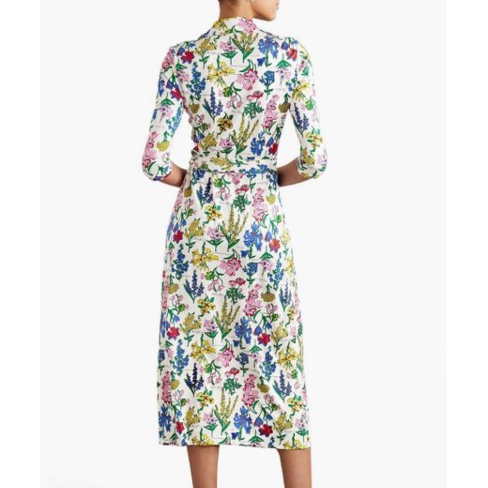 Women's Blue Abigail Floral-print Silk-jersey Midi Wrap Dress